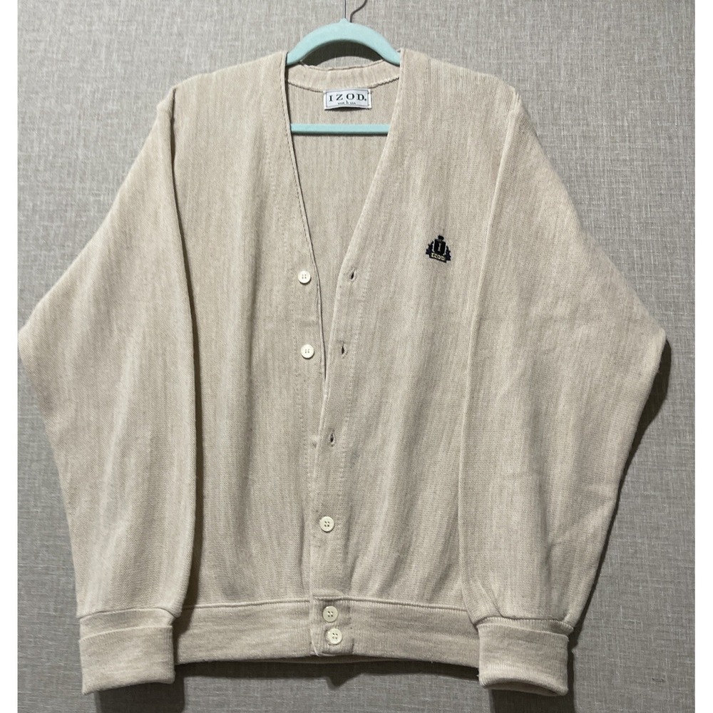IZOD Cardigan Sweater‎ Large Retro Grandpa Collegiate Kurt Cobain Mr Rogers VTG.